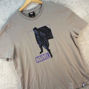 Marvel Men's T-Shirt Black Panther Superhero Graphic Taupe Short Sleeve Sz XL‎
